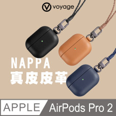 VOYAGE AirPods Pro (第2代) NAPPA真皮防摔保護殼 (附掛鈎/頸掛繩)